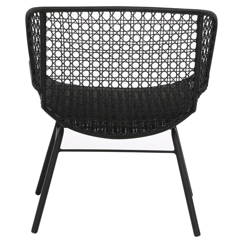 Delfine Black Weave and Black Powder Coated Metal Outdoor Occasional Chair