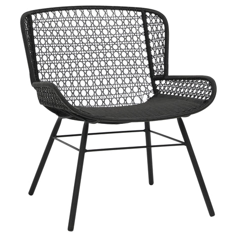 Delfine Black Weave and Black Powder Coated Metal Outdoor Occasional Chair
