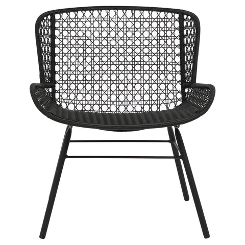Delfine Black Weave and Black Powder Coated Metal Outdoor Occasional Chair