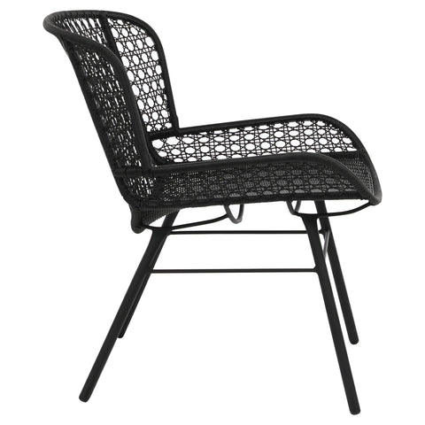 Delfine Black Weave and Black Powder Coated Metal Outdoor Occasional Chair