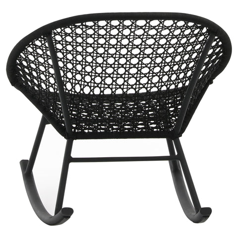 Langston Black Weave and Black Powder Coated Finish Outdoor Rocking Chair