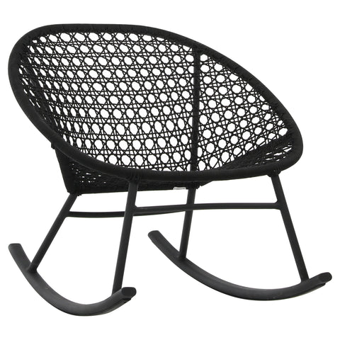 Langston Black Weave and Black Powder Coated Finish Outdoor Rocking Chair