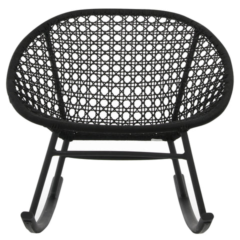 Langston Black Weave and Black Powder Coated Finish Outdoor Rocking Chair