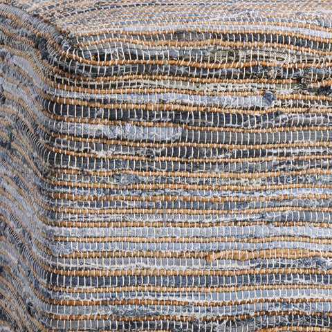 Assam Denim Blue and Natural Jute Finish Ottoman