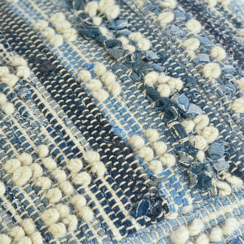 Inyo Denim Blue and Natural White Finish Pouf