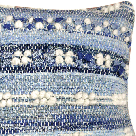 Evian Denim Blue and Natural White Finish Pillow