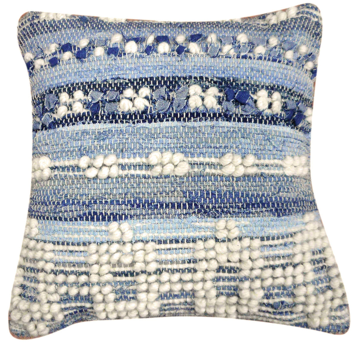 Evian Denim Blue and Natural White Finish Pillow