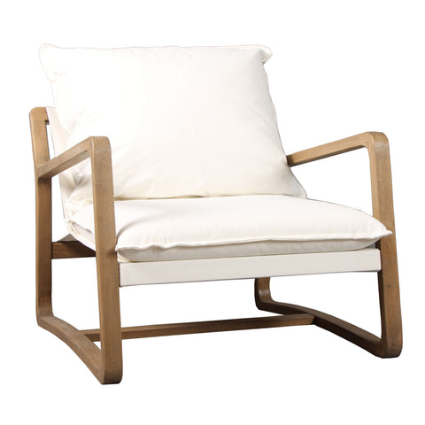 Gabe Light Warm Wash Finish Frame and Off White Fabric Occasional Chair