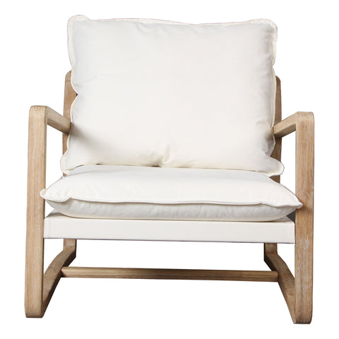 Gabe Light Warm Wash Finish Frame and Off White Fabric Occasional Chair