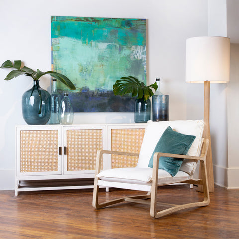 Gabe Light Warm Wash Finish Frame and Off White Fabric Occasional Chair