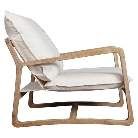 Gabe Light Warm Wash Finish Frame and Off White Fabric Occasional Chair