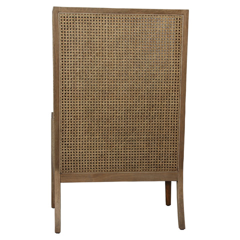 Mack Natural Wood Finish and Off White Fabric Occasional Chair
