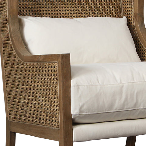 Mack Natural Wood Finish and Off White Fabric Occasional Chair