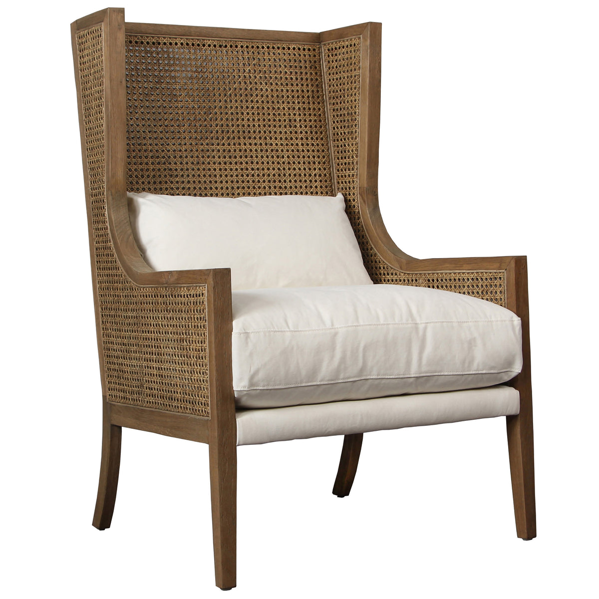 Mack Natural Wood Finish and Off White Fabric Occasional Chair