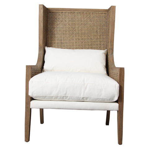 Mack Natural Wood Finish and Off White Fabric Occasional Chair