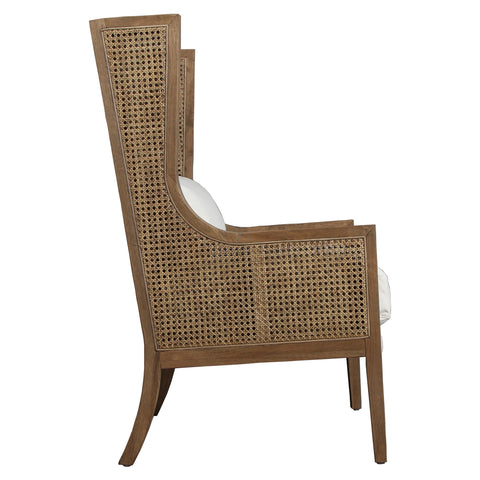 Mack Natural Wood Finish and Off White Fabric Occasional Chair