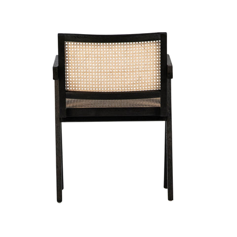 Norwich Antique Black Wood and Natural Rattan Finish Dining Chair
