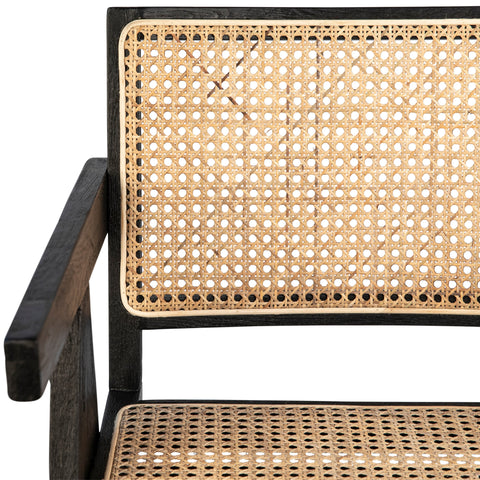 Norwich Antique Black Wood and Natural Rattan Finish Dining Chair