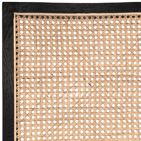 Norton Antique Black Frame with Natural Rattan and White Fabric Dining Chair Set Of 2