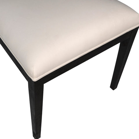 Norton Antique Black Frame with Natural Rattan and White Fabric Dining Chair Set Of 2