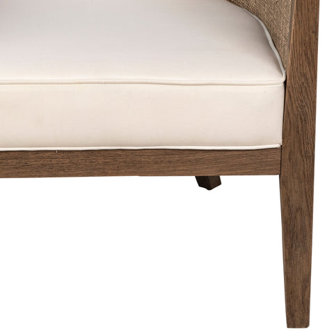 Lily Natural Wood and Rattan Finish and Off White Fabric Occasional Chair