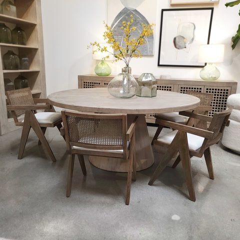 Ocampo Grey Wash Finish and White Seat Dining Chair