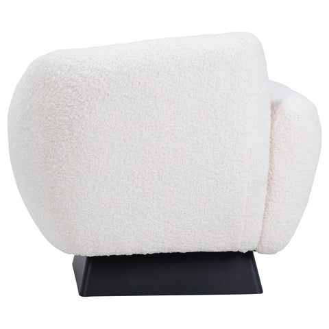 Kramer Black Metal Base and Natural White Faux Fur Occasional Chair