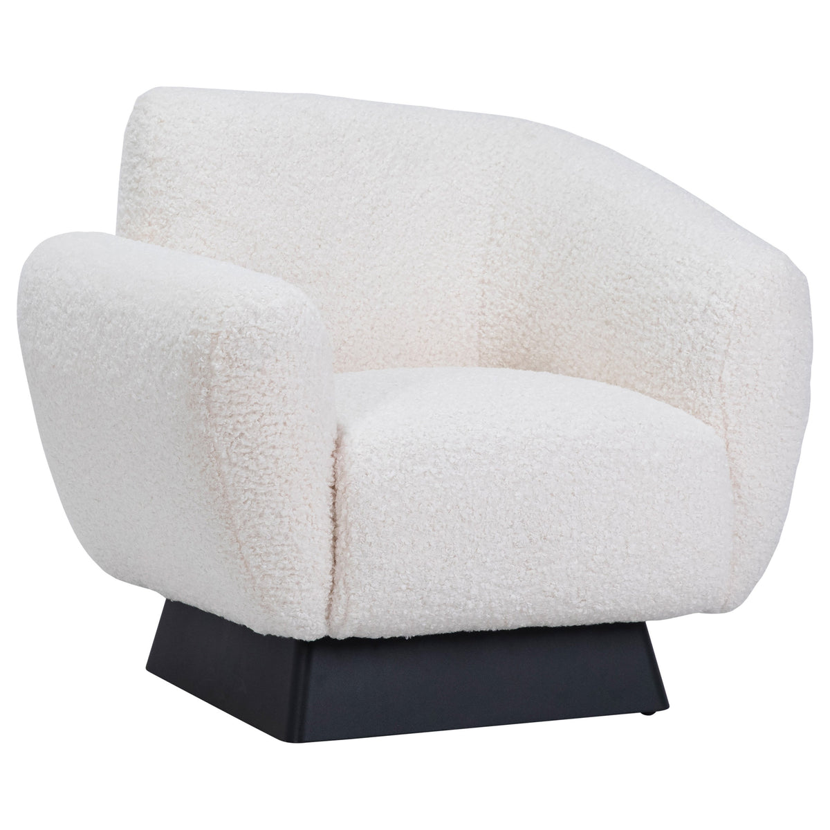 Kramer Black Metal Base and Natural White Faux Fur Occasional Chair