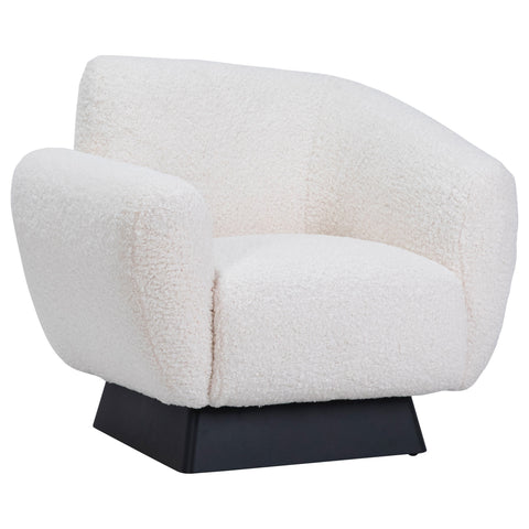 Kramer Black Metal Base and Natural White Faux Fur Occasional Chair