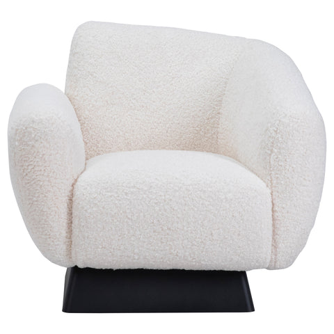 Kramer Black Metal Base and Natural White Faux Fur Occasional Chair