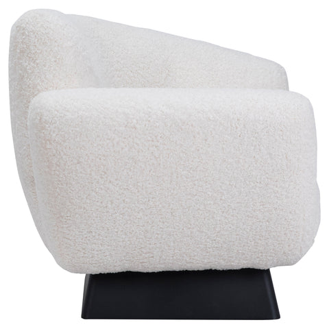 Kramer Black Metal Base and Natural White Faux Fur Occasional Chair