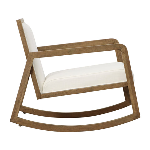 Ada Light Natural Wash Finish with White Upholstery Rocking Chair