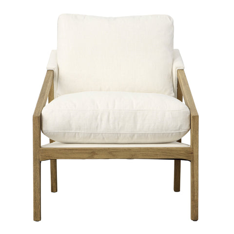 Elin Light Natural Wash Finish with White Upholstery Occasional Chair