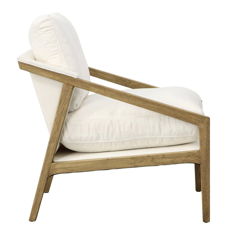 Elin Light Natural Wash Finish with White Upholstery Occasional Chair