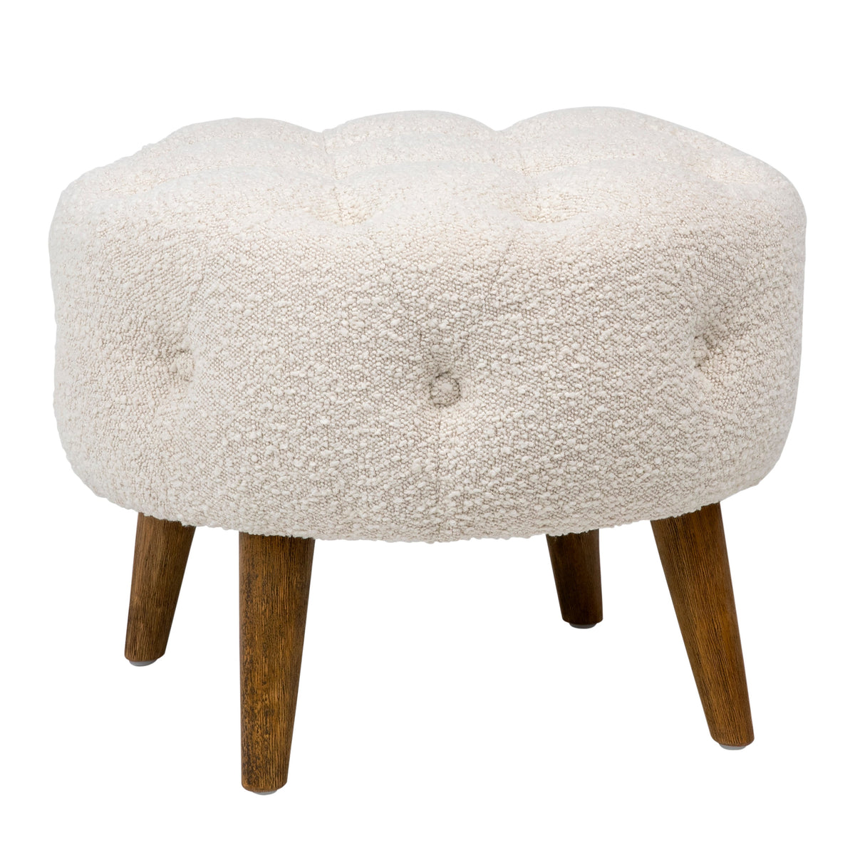 Aldreda Cream Upholstery with Medium Brown Wood legs Stool