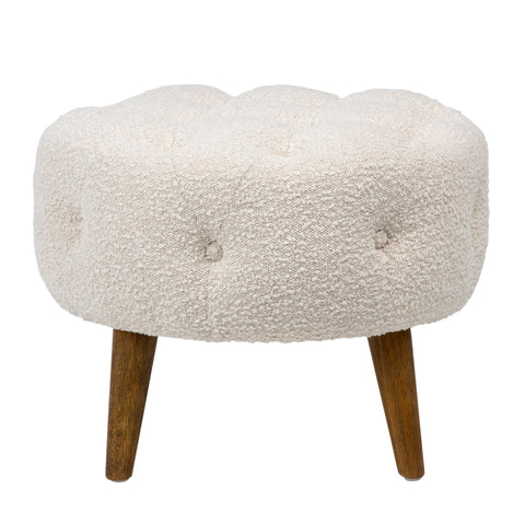 Aldreda Cream Upholstery with Medium Brown Wood legs Stool
