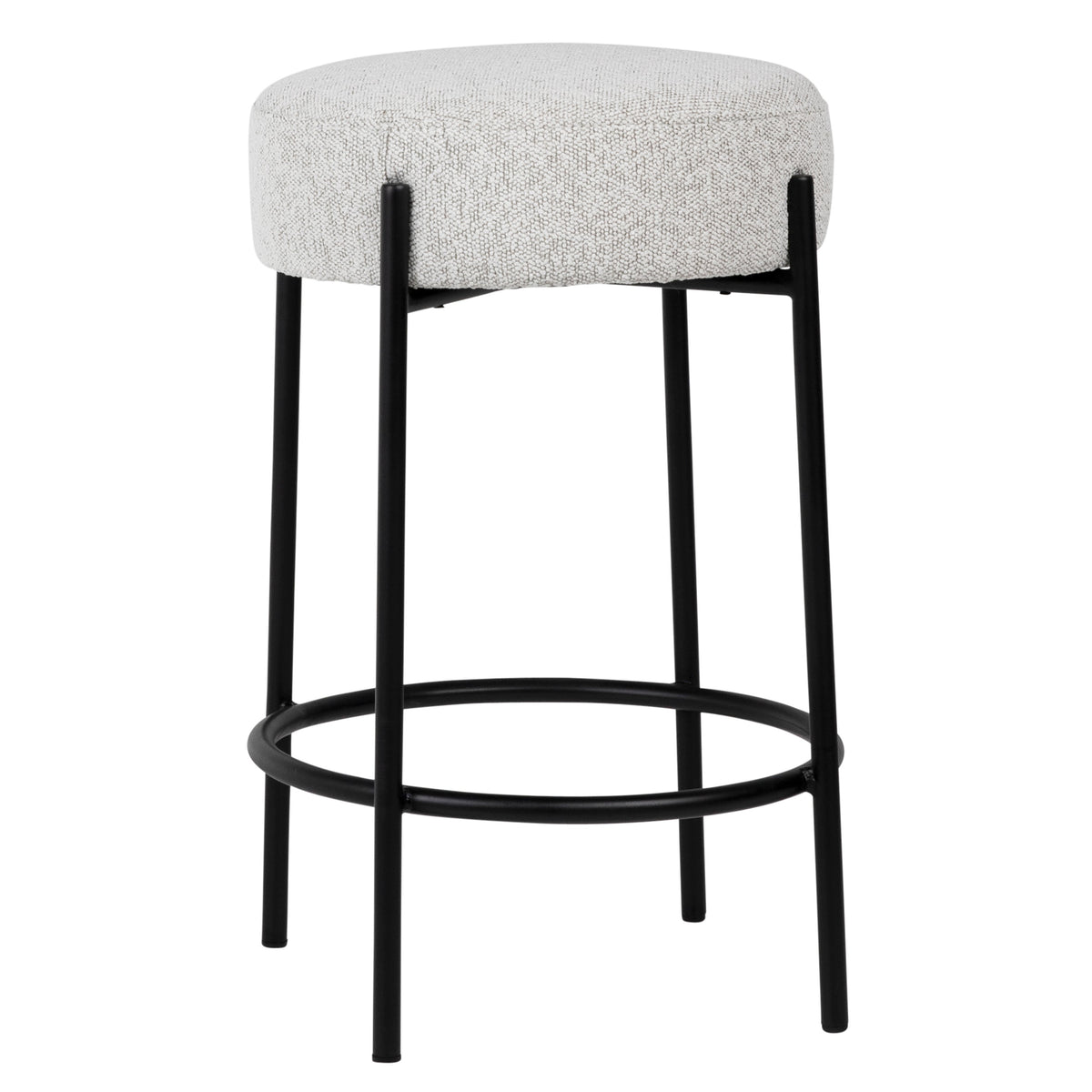 Becca Oatmeal Upholstery with Black Metal Legs Counter Stool