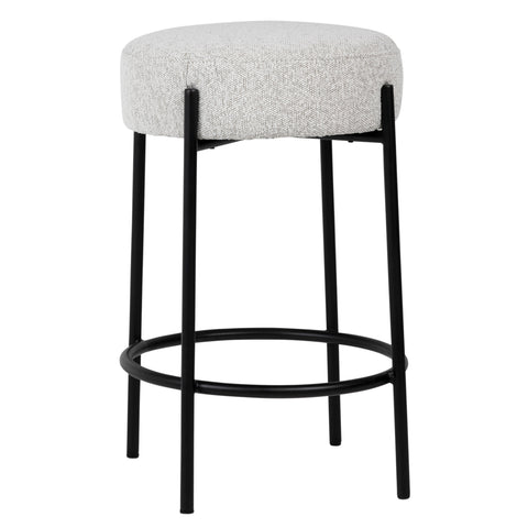 Becca Oatmeal Upholstery with Black Metal Legs Counter Stool