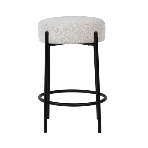 Becca Oatmeal Upholstery with Black Metal Legs Counter Stool