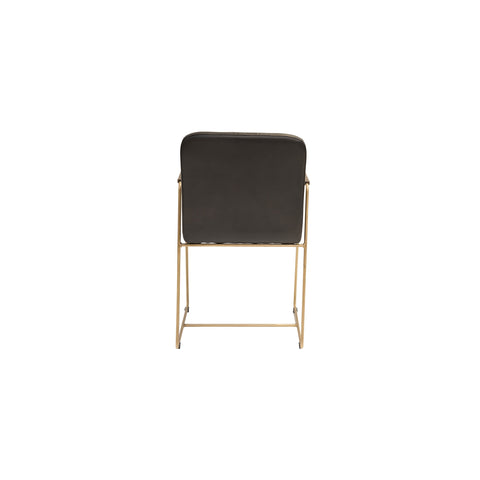 Turner Black Leather and Brass Metal Finish Dining Chair
