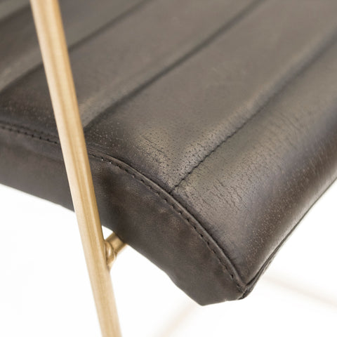 Turner Black Leather and Brass Metal Finish Dining Chair