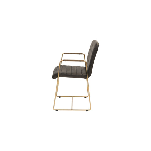 Turner Black Leather and Brass Metal Finish Dining Chair