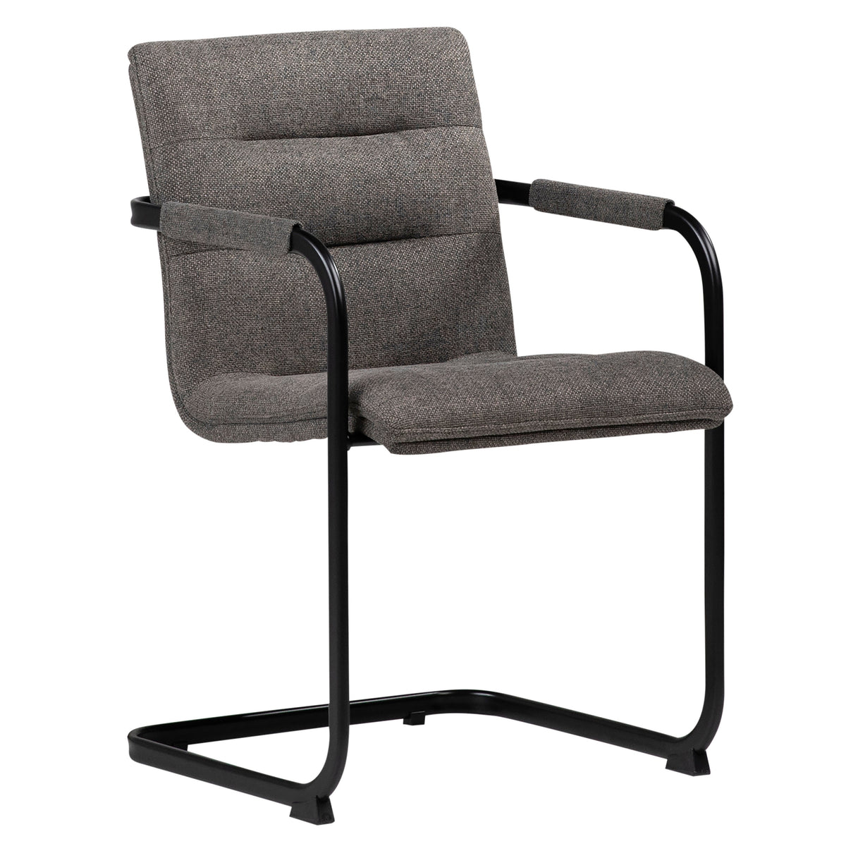 Celeb Brownish Grey Upholstery and Black Frame Dining Chair