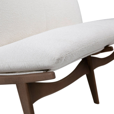 Florentino White Upholstery, Brown Legs and Frame Bench