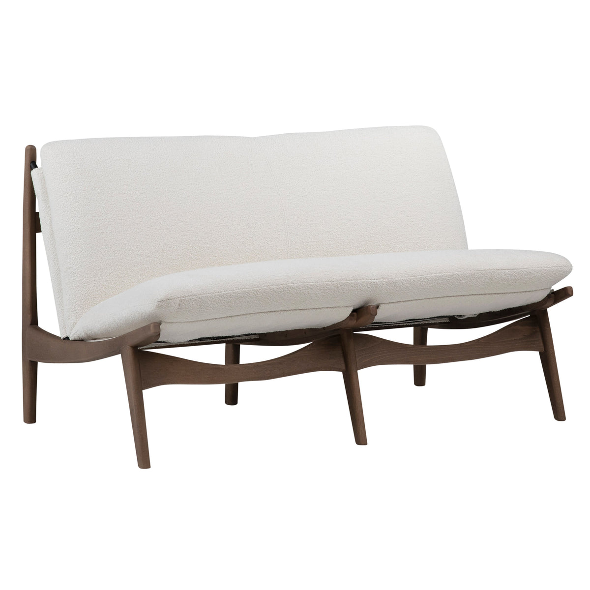 Florentino White Upholstery, Brown Legs and Frame Bench