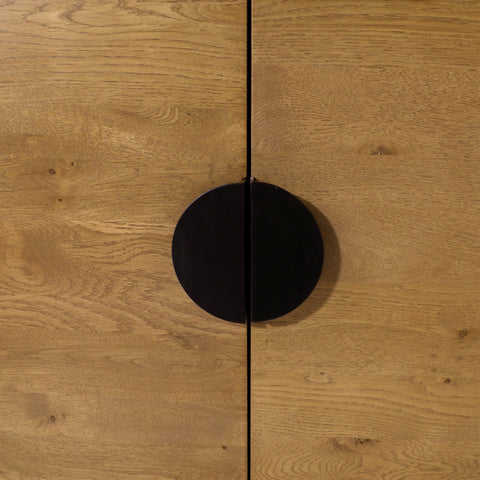 Almanza Natural Wood Finish and Black Handles Sideboard