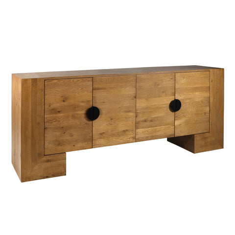 Almanza Natural Wood Finish and Black Handles Sideboard