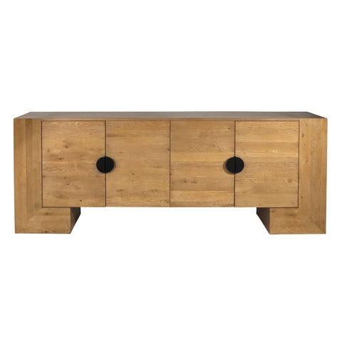 Almanza Natural Wood Finish and Black Handles Sideboard