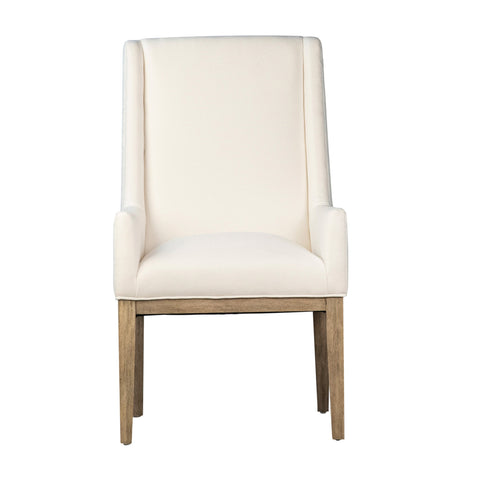 Mayne Off White Upholstery and Natural Wood Finish Dining Chair