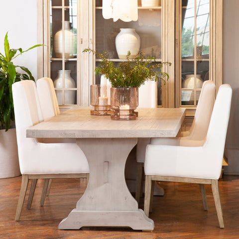 Mayne Off White Upholstery and Natural Wood Finish Dining Chair